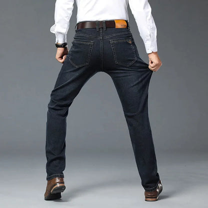 Plus Size 28-46 Spring Autumn Classic Business Trousers Male Brand Men's Fashion Casual Jeans Straight Elasticity Denim Pants