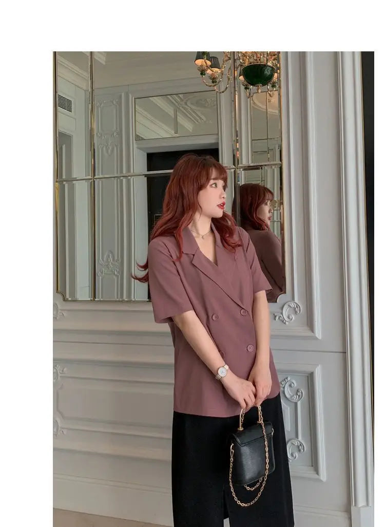 Office Lady Blazers Women Solid Lazy Style Summer Work Wear Casual Mujer Formal Vintage Outwear Clothing Elegant Ulzzang Daily