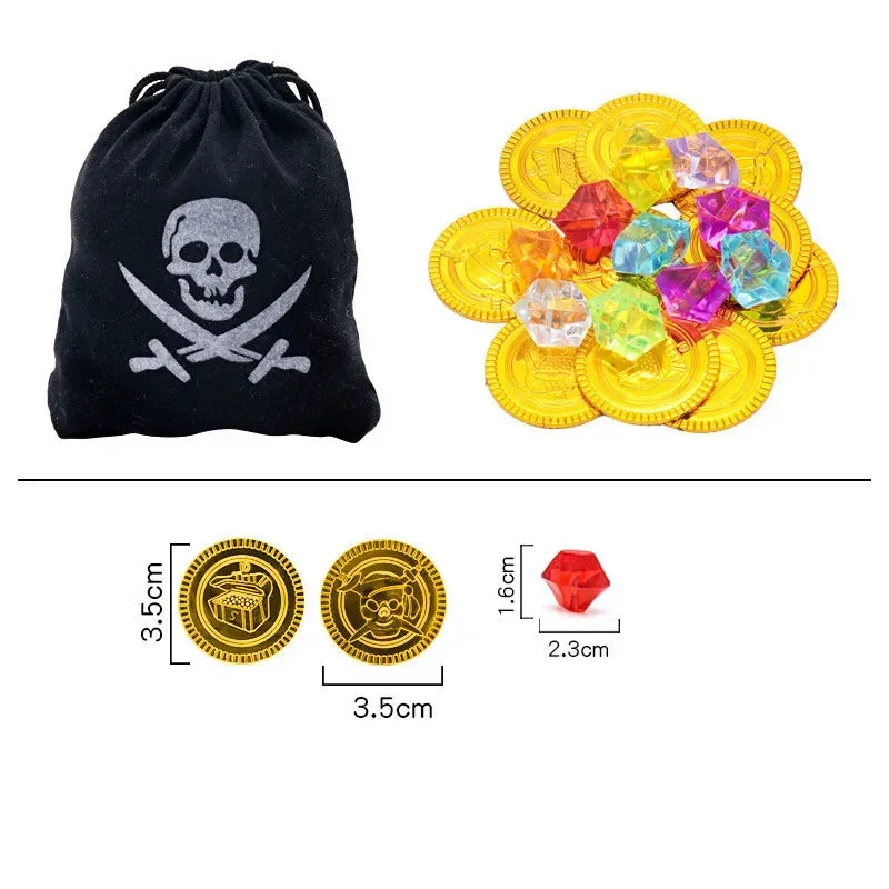 Boys Pirate Costumes Kids Pirate Toys Costumes Captain Jack Striped Dress Up Costume with Pirate Toys Halloween Dress Up