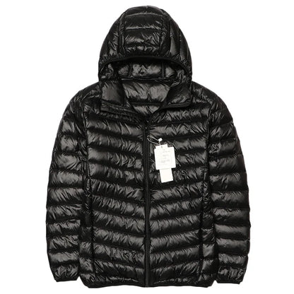 2025 Autumn and Winter New Lightweight Down Jacket Men's Short Hooded Joker Lightweight Thin White Duck Down Plus Size Coat