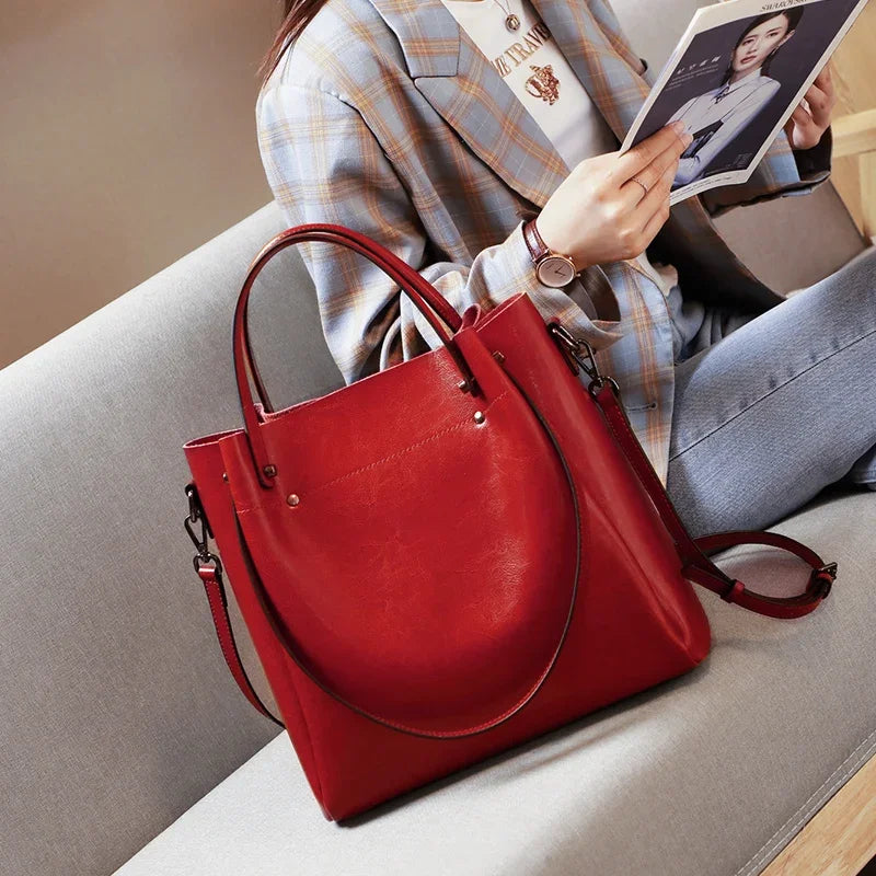 Women's Natural Cow Genuine Leather Handbags Female Natural Cowhide Crossbody Bag Ladies Multiple Large Capacity Shoulder Bags