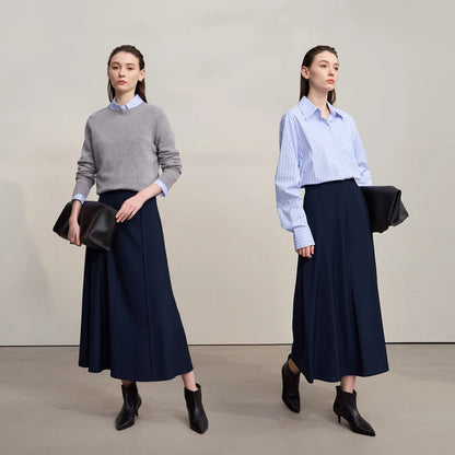 Women's Skirt 2025 Spring New Minimalist Solid Color Loose Skirts For Women Medium To Long Versatile A-shaped Skirt12524019