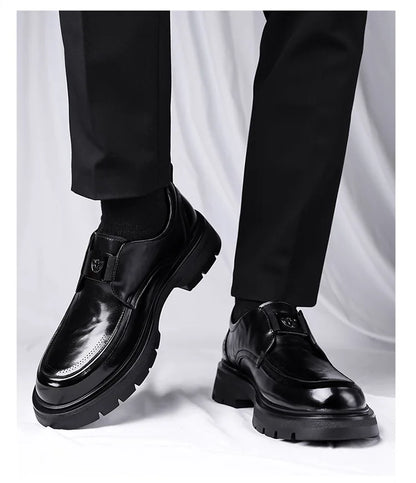 Spring Autumn New Increase Leather Shoes for Men Black Business Casual Platform Shoes Male Fashion High Quality Dress Shoe Man