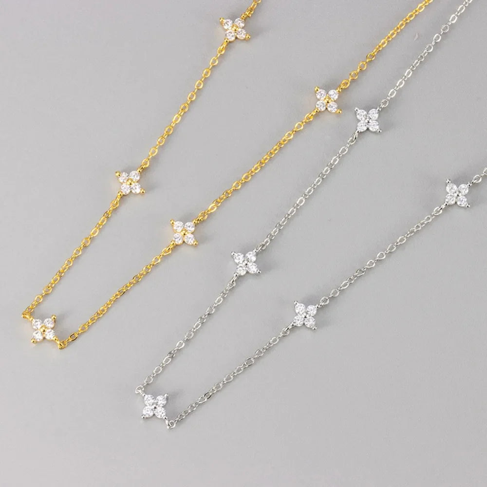 Four-Leaf Clover Moissanite Necklaces for Women Certified 2mm Lab Diamond Choker 925 Sterling Silver Chian Fine Jewelry Gifts