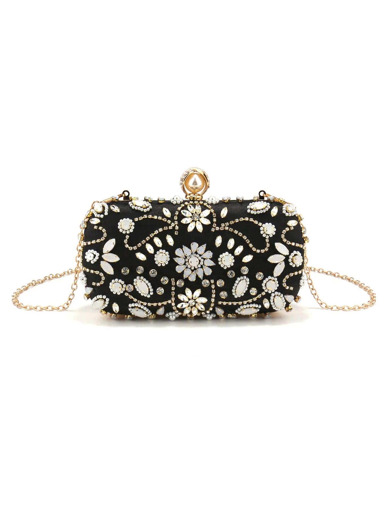 Diamonds Women Party Day Clutch Pearl Beading Wedding Evening Bags With Shoulder Chain Handbags Holder