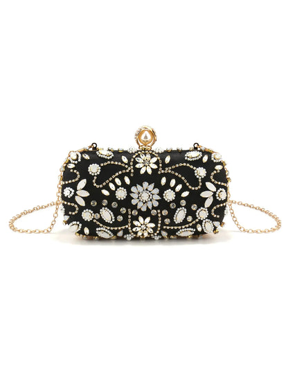 Diamonds Women Party Day Clutch Pearl Beading Wedding Evening Bags With Shoulder Chain Handbags Holder