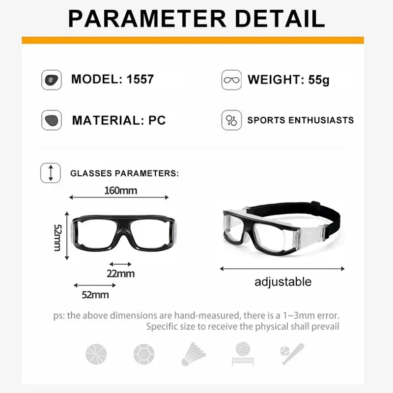 Basketball Eyewear Goggles Customizable Myopia Anti-blue Light Sports Glasses Frames Adjustable Soccer Goggles Frame 1577