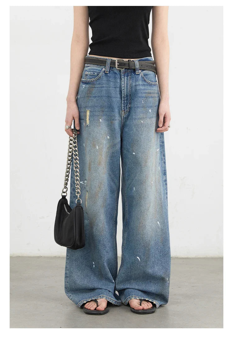 Women Jeans Loose Casual New Retro High Waisted Straight Leg Wide Leg Denim Pants Female Trousers Summer 2025