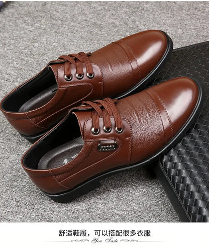 Men's Genuine Cow Leather Shoes Business Casual Shoes With Triple-Stitched Soles For Middle-Aged And Elderly Men 2025