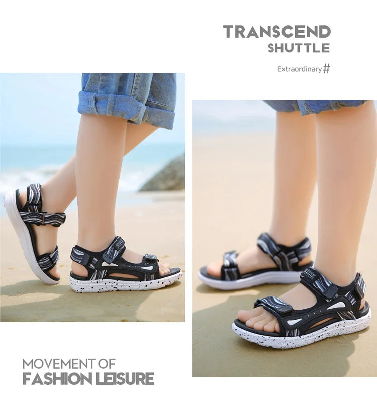 Summer Kids Sandals Boys Beach Shoes Breathable Flat Sandals EVA Leather Children Outdoor Shoes Size 28-41