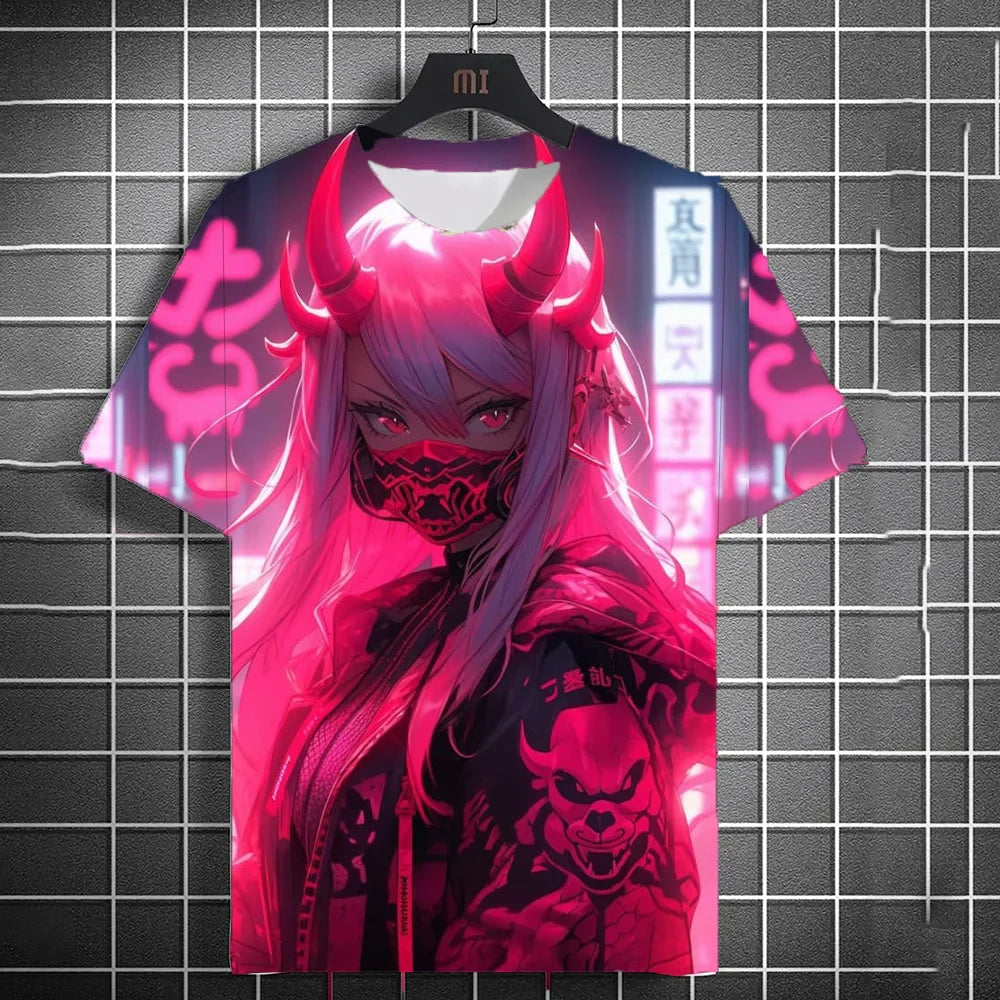 Japanese Style Samurai Katana Girl T-Shirts 3D Print Personality Anime T shirt Men/Women Short Sleeve Top Fashion Men's Clothes