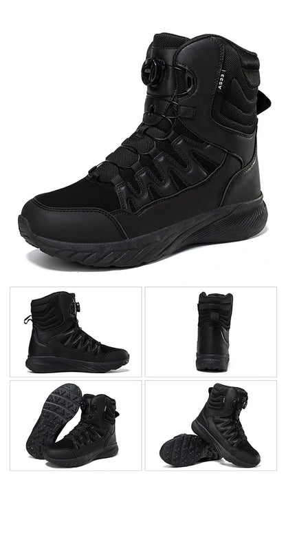 Large Outdoor Training Boots Men's Mountaineering Hiking Boots High Top Rotating Buckle Fashion Camouflage Sports Shoes