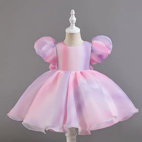 Rainbow Tutu Girls Party Dress Pageant Children Costume Princess Kids Bridesmaid Clothes For Birthday Wedding Gowns Vestidos 1-6