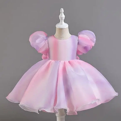 Rainbow Tutu Girls Party Dress Pageant Children Costume Princess Kids Bridesmaid Clothes For Birthday Wedding Gowns Vestidos 1-6