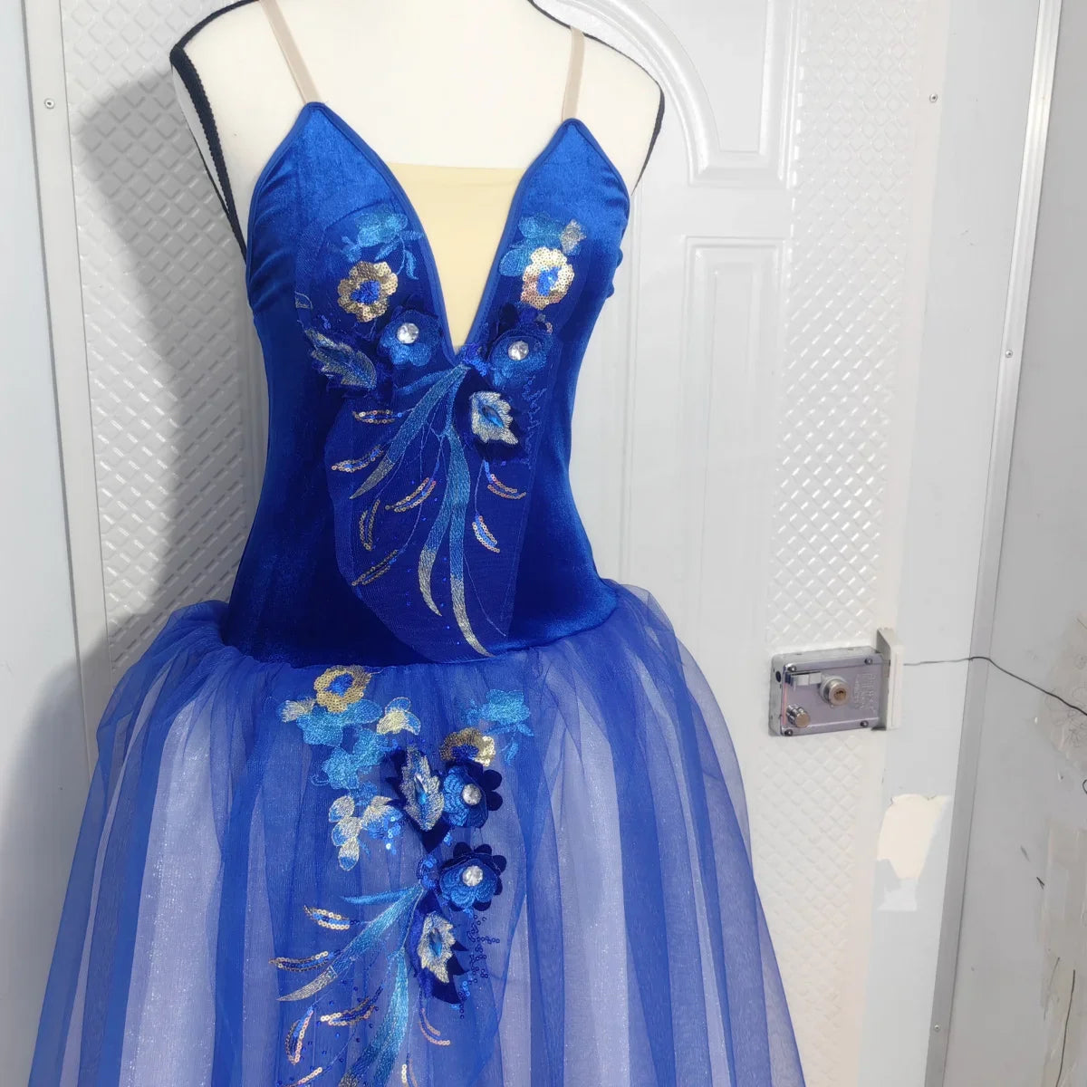Long Ballet Tutu Skirts Flower Lace Dress Performance Costumes Princess Dance Practice Romantic Dress