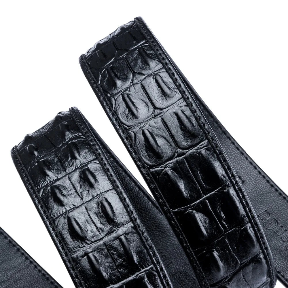 Crocodile Designer Luxury Genuine Leather Belts for Men Casual Jeans Belt Strap Gold Automatic Buckle Black Belt PD-2036