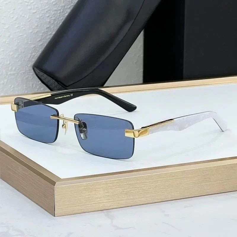 Designer Boundless Sunglasses THE ARTIST I Handmade in Germany Rectangle Alloy Acetate Luxury Top Quality UV400 Unisex with Case