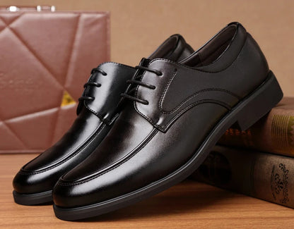 Office Men's Leather Derby Shoes Flat Black Male Casual Shoe Lace Up New in Promotion Adults Fashion 2025 Classic Original Trend