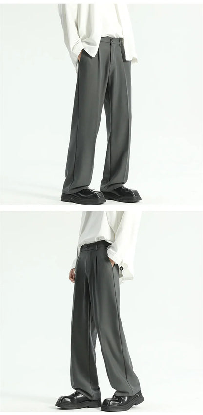 Men's Straight Pants Thin Man Black Comfortable Pant Summer Casual Streetwear Loose Trouser Japanese 5XL Trendy Fashion