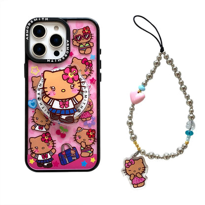 Y2K Hello Kitty Cute Cartoon Magnetic Phone Case For IPhone 12 13 14 15 16 17 Pro Max Protective Cover with Stand Fundas