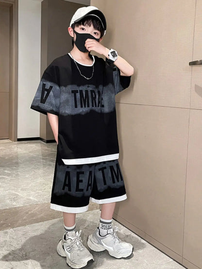 Short-sleeved Sportswear Boys Outfit Set Kids Boy Clothes Boy's Clothing Children's Sets 4 Years Baby Summer Junior Top Bottom