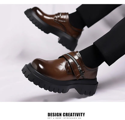 2026 New Derby men's leather shoes Thick bottomed British style design Leisure Party Business Office Luxury adult shoes