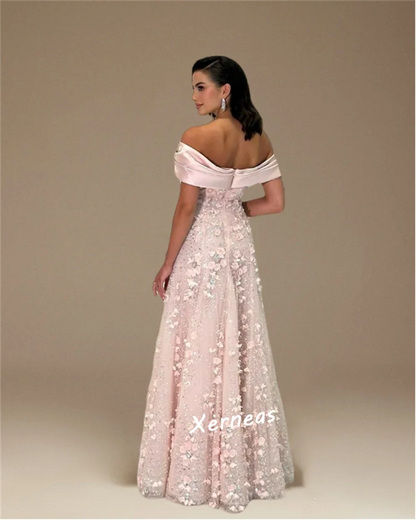 Customized Applique Beading Off-the-shoulder A-line Long Dresses Bespoke Occasion Prom Luxury Evening Gown Gorgeous Glitter