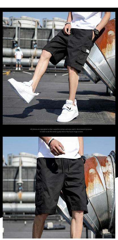 Plus Size Shorts Casual Summer Elastic Waist Cargo Short Men Streetwear Y2k Camouflage Fashion Bermuda Male Side Pocket Breeches
