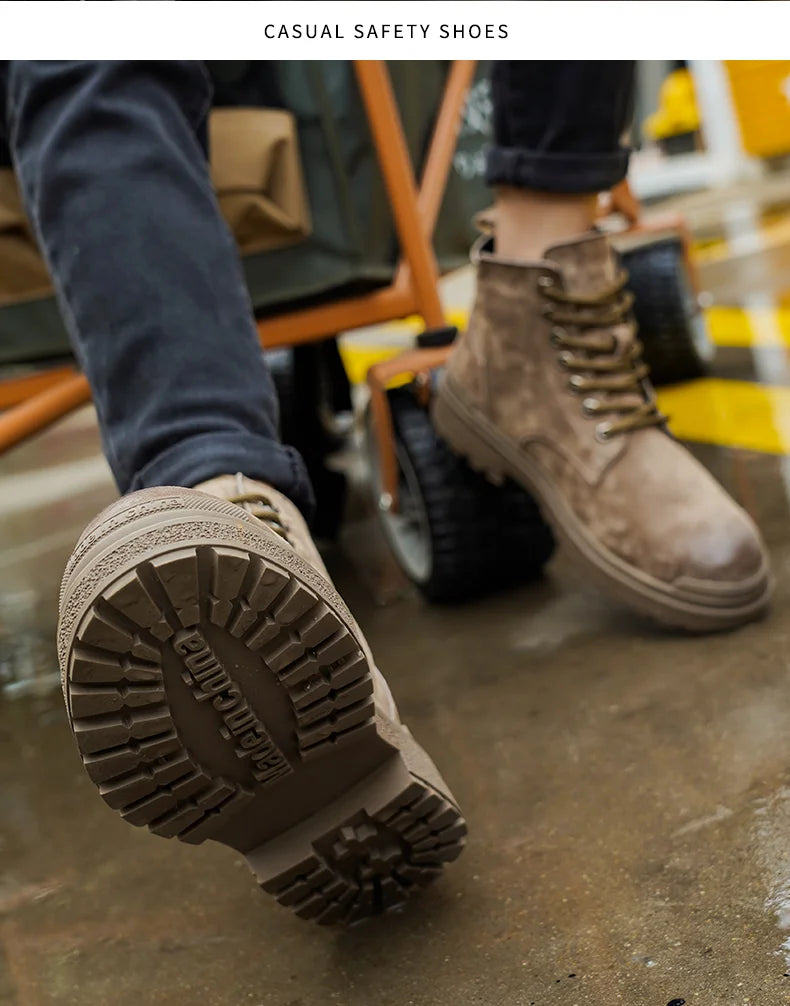 Latest 2024 Fashion Pig Skin Anti Scald Welding Shoes Indestructible Steel Toe Cap Nail Proof Men Safety Work Boots Sneakers