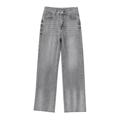 Wide-leg high-waisted jeans  women's classic everything with five pockets washed soft comfortable ultra-long jeans6045022