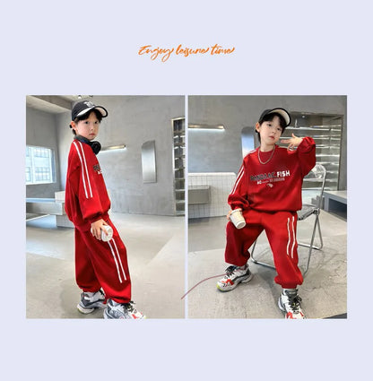 Spring Autumn Boys Striped Sports Sweatshirt+Sweatpant Workout Set School Kids 2PCS Tracksuit Children Outfit Jogger Suit 5-16Yr