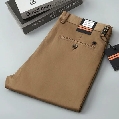 97% Cotton Straight Casual Pants Business formal Black Blue Stretch Mens Trousers Khaki Brown Mens Pants
