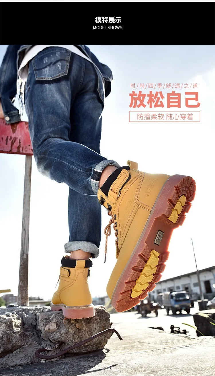 Genuine Leather Mens Women Winter Ankle Military Treking Snow Yellow Tactical Boots Outdoor for Men Work Shoes Sneakers