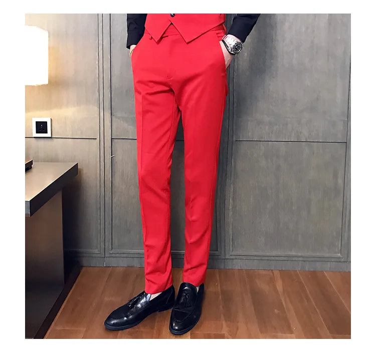 2022 Spring Summer New Men Suit Pants Solid Color Casual Business Dress Pants Slim Fit Trousers Formal Men Social Casual Pants