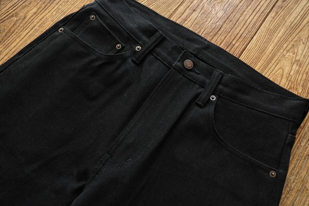 Mens Jeans Black Jeans Double-sided Dyeing Sanforized Selvedge Denim Jeans  16 Oz Regular Fit