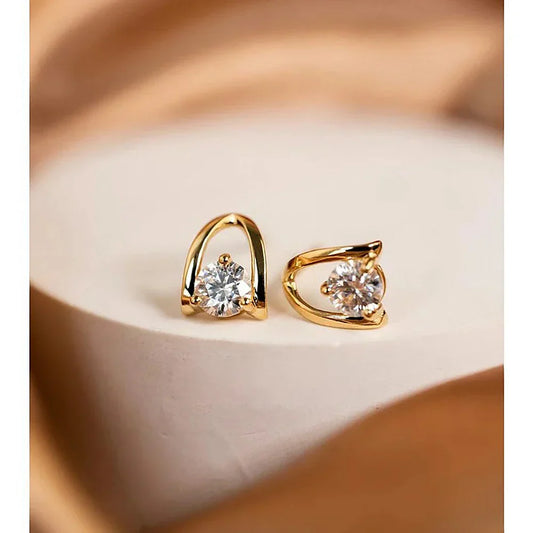 0.5/1 Carat D Color Moissanite Diamond Stud Earrings 925 Sterling Silver Plated Yellow Gold Ear Studs for Women Fine Jewelry