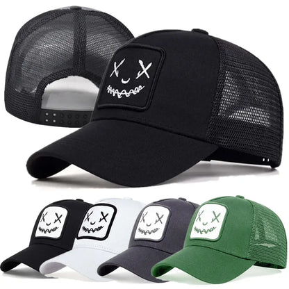 Unisex Baseball Cap Smile Face Patch Pattern Caps Men Women Summer Trucker Hat