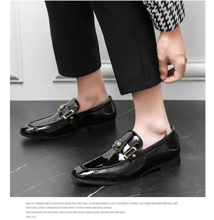 New Black Loafers Men Slip-On Round Toe Fashion Mens Dress Shoes Free Shipping Wedding Shoes for Men Size 38-47
