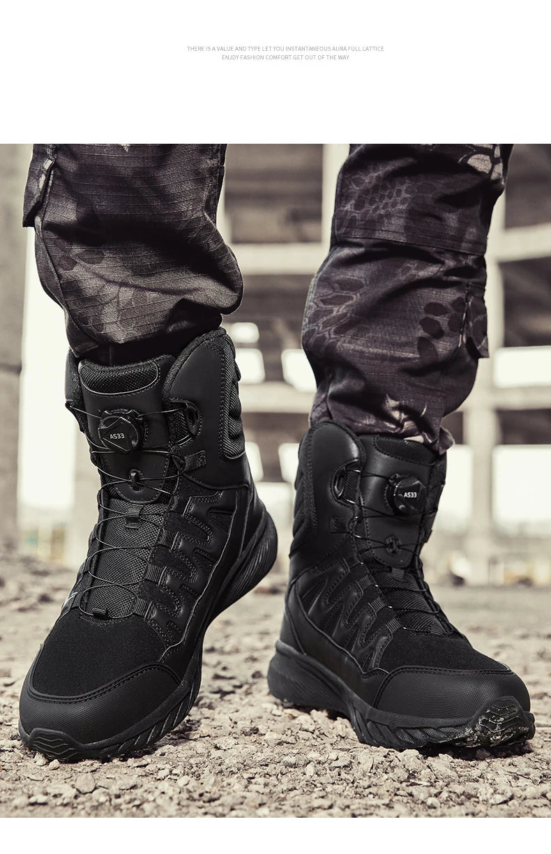 New Men Tactical Boots Brand Army Boot Military Ankle Hiking Shoes Safety Desert Work Climbing Shoes Waterproof High Quality