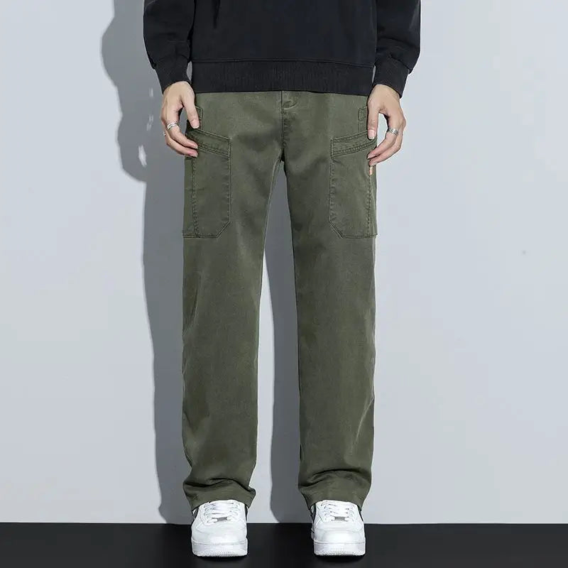 Men's Loose Straight Casual Work Pants 2025 Trendy Multi-Pocket Autumn Winter Workwear YM6106