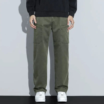 Men's Loose Straight Casual Work Pants 2025 Trendy Multi-Pocket Autumn Winter Workwear YM6106