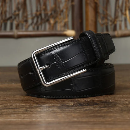 3.5CM Pure Cowhide High Quality Genuine Leather Belts for Men Strap Male Pin Buckle Business Suit West Belt Jeans Cowboy Cintos