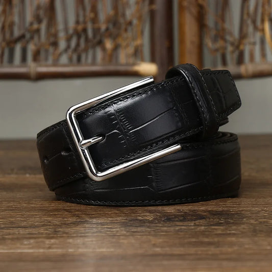 3.5CM Pure Cowhide High Quality Genuine Leather Belts for Men Strap Male Pin Buckle Business Suit West Belt Jeans Cowboy Cintos