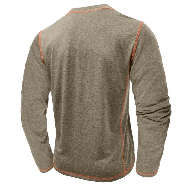 Men's Cotton Button Henley Neck Shirt Long Sleeve Casual Button Solid Color Fashion Streetwear Tops Tees T-Shirts Men Clothing