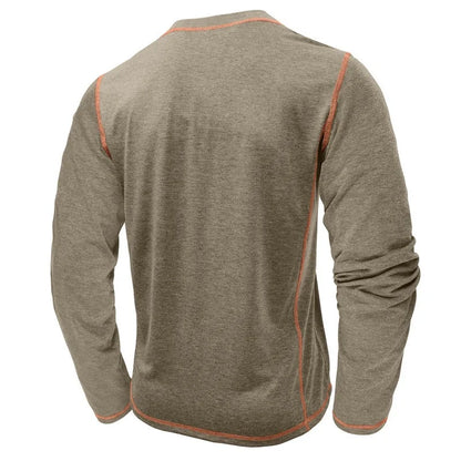 Men's Cotton Button Henley Neck Shirt Long Sleeve Casual Button Solid Color Fashion Streetwear Tops Tees T-Shirts Men Clothing