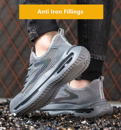 summer breathable work shoes with iron toe anti puncture security shoes work sneakers for men anti-slip Lightweight safety shoes