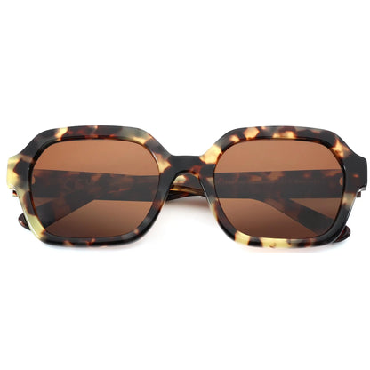 Retro Polarized Hexagon Sunglasses for Women Classic Vintage Square Sun Glasses Acetate Shades UV400 Protection