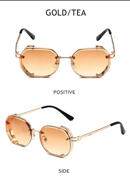 Square Punk Sunglasses For Men 2023 Luxury Steampunk Vintage Fashion Glasses Retro Shades Lunette De Soleil Homme Gafas De Sol