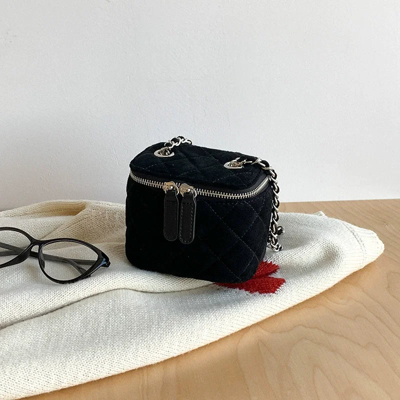 Mini Denim Crossbody Bags for Women 2026 Lingge Chains Shoulder Bag Fashion Brands Box Bag Lipstick Coins Purses and Handbags