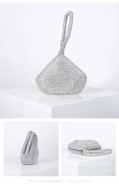 Fashion Designer Evening Bag Ladies Rhinestone Clutch Soft Purse Handbag for Women Party Gift Wedding Accessories Daily Use